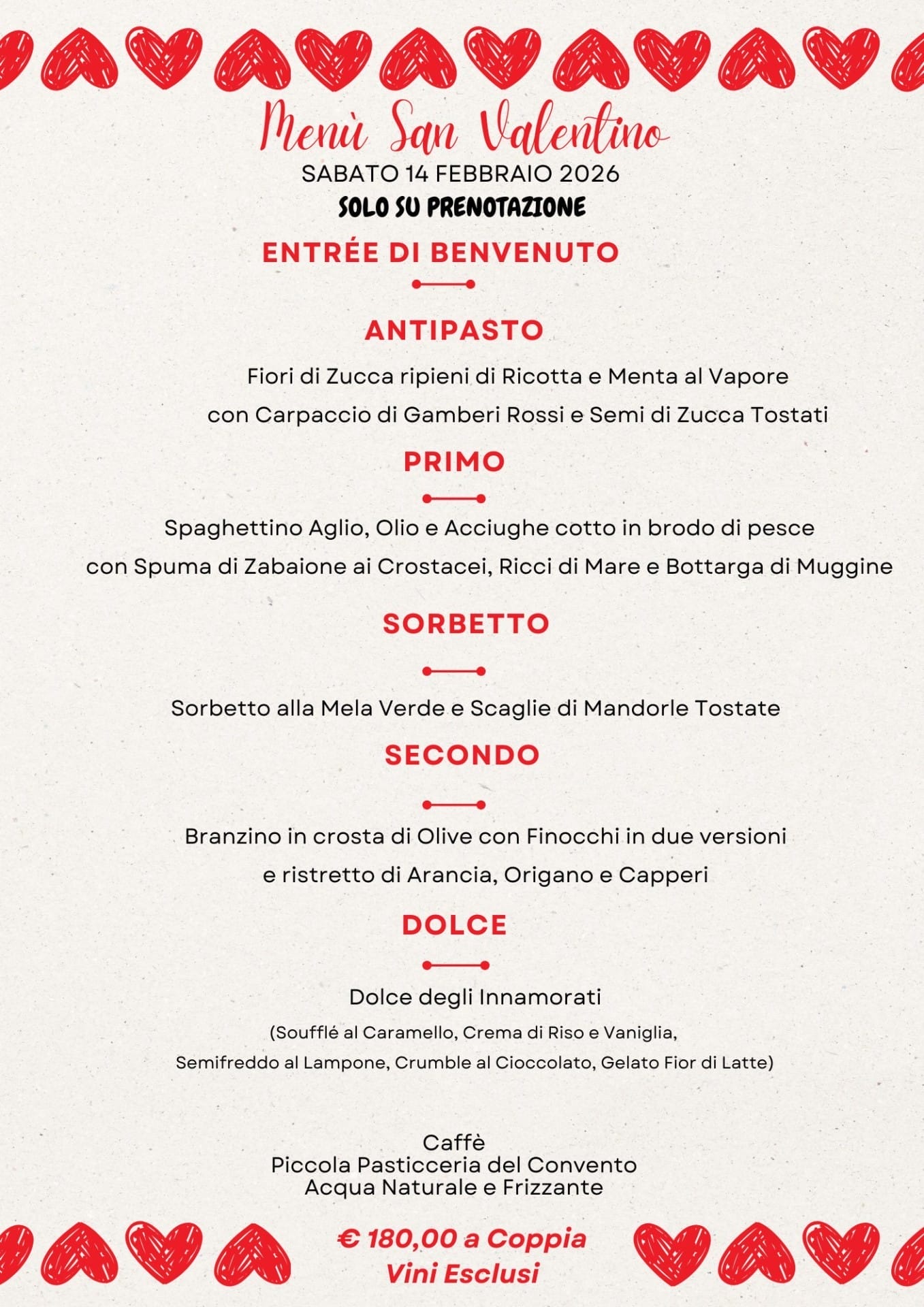 Menu San Valentino 2026 Pesce